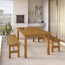 Ver imagem 1 de Conjunto Mesa 180cm e 2 Bancos Área Gourmet Madeira Maciça Ventimiglia Marrom/Nogueira