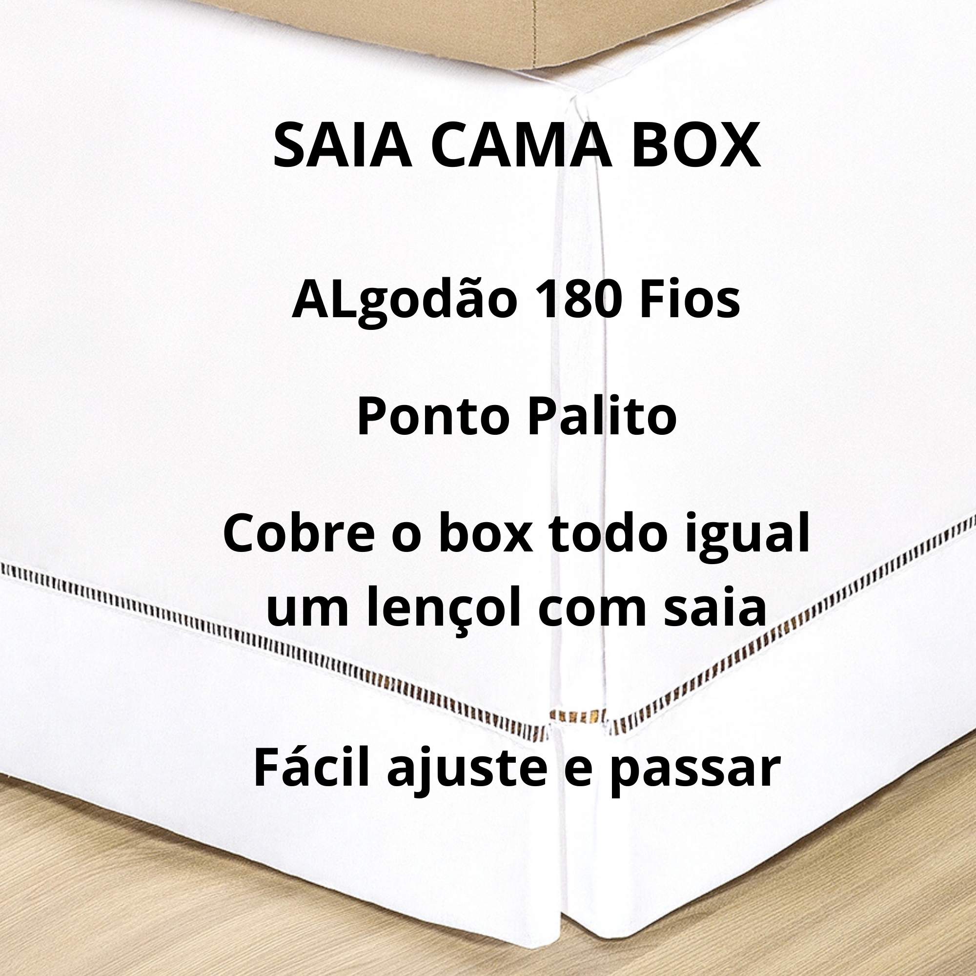 Saia box para cama Casal queen algodao ponto palito 180 Fios veste fácil - 2