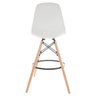 Banqueta Alta Com Encosto Alto Base Madeira Wood Branca - 2