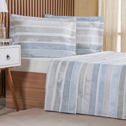 Jogo de Cama Casal 4 Pçs 200 Fios 100% Algodão 140x190x35cm Ligne - 1