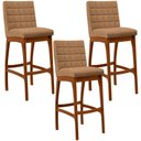Ver imagem 1 de Kit 03 Banquetas Alta Para Cozinha Sala De Jantar Fixa Mila B04 Bouclê Mostarda - Lyam Decor