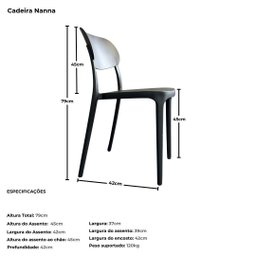 Kit 2 Cadeiras Nanna Empilhável em Polipropileno – Design Moderno para Sala, Cozinha ou Escritório - - 7