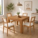 Ver imagem 1 de Mesa Jantar Retangular Extensível 4 Cadeiras Estofadas MDF 6 Lugares Freijó Cesare Claro Dalla