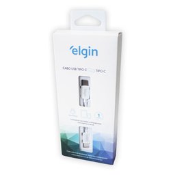 Cabo USB-C para USB-C - 1 metro - Branco - Elgin 46RCTIPOCTPC - 1