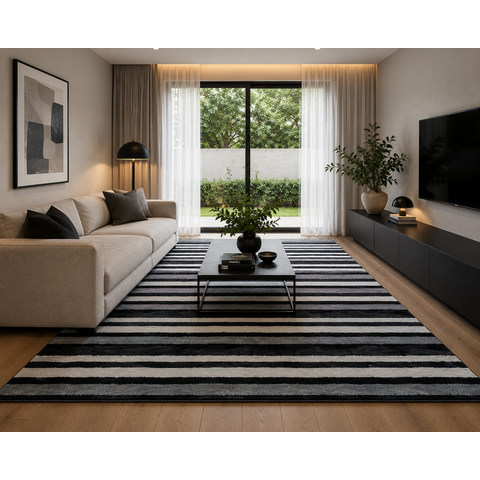 Tapete Katmandu Chumbo e Preto Decorativo - 2,00 x 2,50