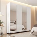 Ver imagem 1 de Roupeiro Solteiro Porto 4 Portas com Espelho 161x214cm Branco 240847