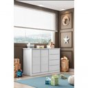 Ver imagem 1 de Cômoda Pérola 4 Gavetas 2 Portas MDF Puxador Embutido Branco Phoenix Baby