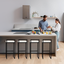 Ver imagem 6 de Kit 4 Banqueta Quadrada Preta para Balcão Ilha Cozinha Gourmet Bancada Piscina Bares Àrea de Lazer