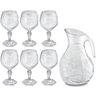 Kit Jarra 2,3l e 6 Taças 350ml Jogo de Plástico Refresco Tango Servir Água Suco Transparente Uz - 1