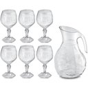 Ver imagem 1 de Kit Jarra 2,3l e 6 Taças 350ml Jogo de Plástico Refresco Tango Servir Água Suco Transparente Uz