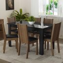 Ver imagem 1 de Conjunto Sala de Jantar Mesa Tampo de Vidro 6 Cadeiras Isla Madesa Preto/rustic
