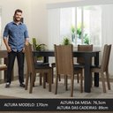 Ver imagem 7 de Conjunto Sala de Jantar Mesa Tampo de Vidro 6 Cadeiras Isla Madesa Preto/rustic