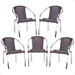 5 Cadeira Maresia Aluminio Polido Fibra Sintetica Tr. Simples - Tabaco - 1