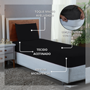 Ver imagem 4 de Kit Jogo de Cama Lençol Solteiro 400 Fios Poliéster Toque Macio 2 Peças:preto