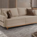 Ver imagem 1 de Sofá Fixo 5 Lugares M-203 2,40m Molas Bonnel, Almofadas Soltas e Revestimento em Linho Estofados Mar