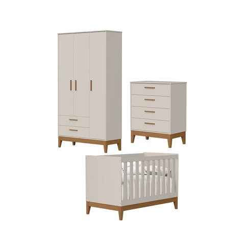 Jogo de Quarto para Bebe Completo 3 Portas Flip Areia