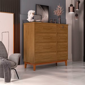 Cômoda para Quarto 8 Gavetas Detroit Amêndoa
