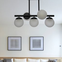Lustre Preto Vidro Fosco Infinitylux 5 Lâmpadas - 2