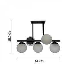 Lustre Preto Vidro Fosco Infinitylux 5 Lâmpadas - 3