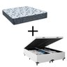 Cama Box Baú King 193 Tecido Sintético Branco Com Colchão Alegro Bello Box Espuma D28 Cinza - 1