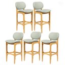 Ver imagem 1 de Kit 5 Banquetas Alta para Balcão Decor Madeira Mel Linho Verde L84 Rmi