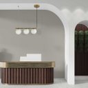 Ver imagem 2 de Pendente Petit Poa Gold e Branco 60cm 3 Globos Vidro SQ001 Bella St2432