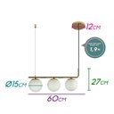 Ver imagem 3 de Pendente Petit Poa Gold e Branco 60cm 3 Globos Vidro SQ001 Bella St2432