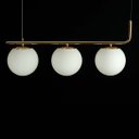 Ver imagem 5 de Pendente Petit Poa Gold e Branco 60cm 3 Globos Vidro SQ001 Bella St2432
