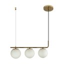 Ver imagem 1 de Pendente Petit Poa Gold e Branco 60cm 3 Globos Vidro SQ001 Bella St2432