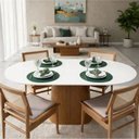 Ver imagem 3 de Mesa Jantar Oblongo 150x90cm Laca Branca Cone Oval Freijó