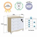 Ver imagem 4 de Cômoda Infantil 4 Gavetas 1 Porta Encanto Carvalho e Branco Completa Móveis