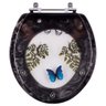 Assento Sanitário Decorado Oval Preto com Borboleta Azul - 1