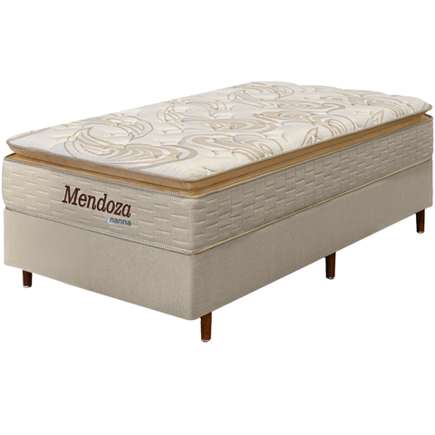 Cama Box + Colchão Solteiro King Mendoza Molas Ensacadas Pillow Top 96x203x71cm - Extra Macio