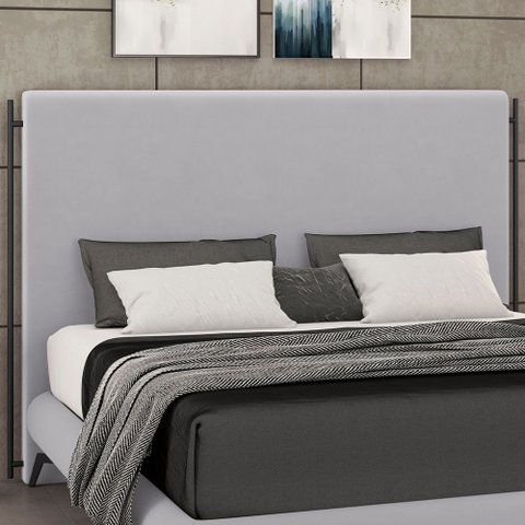 Cabeceira Cama Box Casal 140cm Estofada Goya P05 Veludo Cinza - Lyam Decor