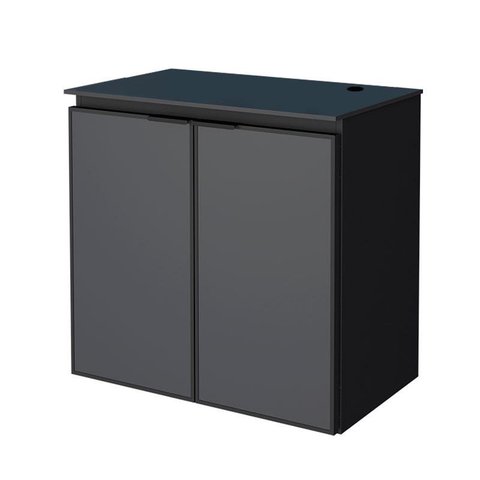 Gabinete Para Banheiro Aço Umbu 60 Tampo Vidro Sem Cuba Porta Aço Cozimax Preto