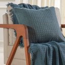 Ver imagem 5 de Kit Manta e 2 Almofada Decorativa para Sofá Waffle 100% Algodão 120x150cm Azul Cobalt