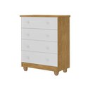 Ver imagem 2 de Cômoda Lara 4 Gavetas MDF Nature Branco Infantil Organizador Quarto Criança Bebê Moderno Compacta