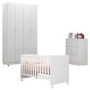 Ver imagem 1 de Quarto de Bebê Louise 4 Portas com Berço Doce Sonho 100 Rodízio Branco Brilho - Ajl