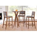 Ver imagem 3 de Mesa Bistro Recife Estrutura Madeira Tampo Vidro Off White Base Mel 106cm - 56634