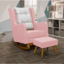 Ver imagem 1 de Poltrona de Amamentação Balanço Diana com Puff Veludo Velvet Rose - Lg Decor Baby