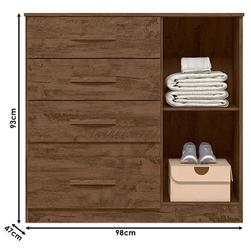 Guarda Roupa Casal Itatiba com Cômoda Vênus e Armário Multiuso New