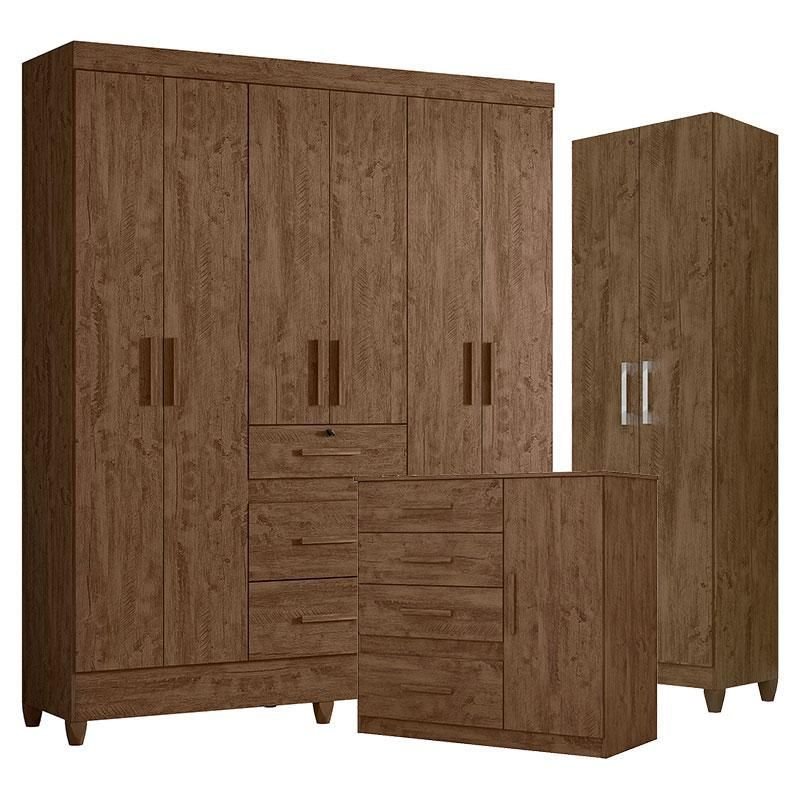 Guarda Roupa Casal Itatiba com Cômoda Vênus e Armário Multiuso New