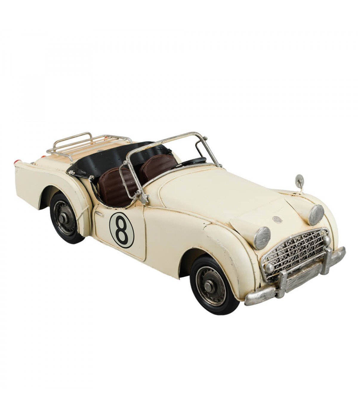 Carro Branco Conversível 11x32x14cm Estilo Retrô - Vintage - 5