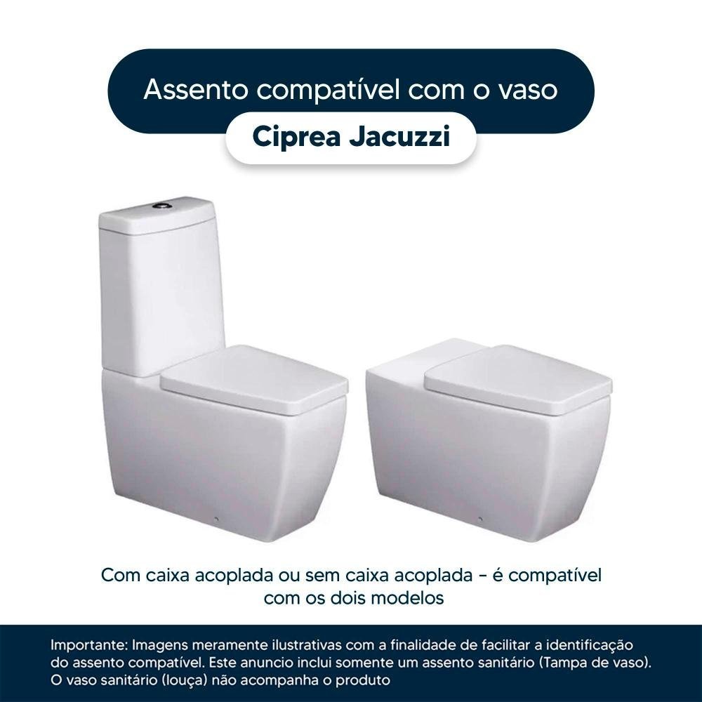 Assento Sanitário Poliester Soft Close Ciprea Branco para Vaso Jacuzzi - 4