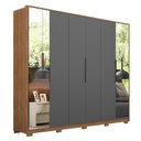 Ver imagem 1 de Guarda Roupa Casal Atrice 6 Portas Amêndola Touch/grafito com 2 Espelhos e Pés - Demartêz