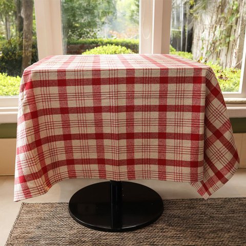 Toalha de Mesa Filomena Piquenique Xadrez Vermelho - Algodão, 145x145cm