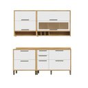 Ver imagem 3 de Armário de Cozinha Compacta Modulada 4 Peças 7 Portas com Vidro 200cm 100% MDF Vicenza Espresso Móveis Branco/Amêndoa/Brilho