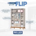 Ver imagem 5 de Guarda Roupa Infantil Flip 4 Portas com Cômoda Gaveteiro Infantil Flip Areia Acetinado - Reller