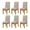 Ver imagem 1 de Kit 6 Cadeiras Blend Estofadas Pés Madeira Maciça Mesa de Jantar Sala Premium Moderna Luxo - Bege