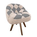 Ver imagem 2 de Poltrona Paloma Escritório Sala Giratória Madeira Suede Bege Rosado e Suede Cinza - Dominic Decor